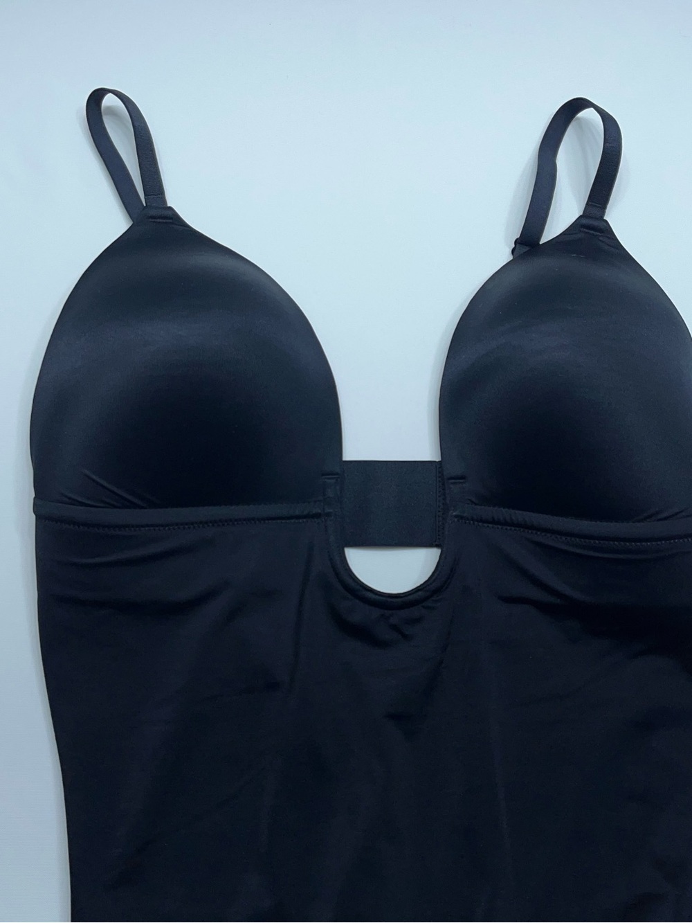SPANX Suit Your Fancy Shaping Plunge Low Back Mid Thigh Bodysuit Womens XL Black - Picture 2 of 13